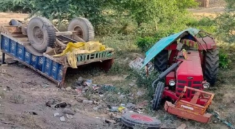 तेज रफ्तार ट्रक ने सड़क किनारे खड़े ट्रैक्टर-ट्रॉली को मारी टक्कर...4 महिलाओं की गई जान, कई घायल…!!