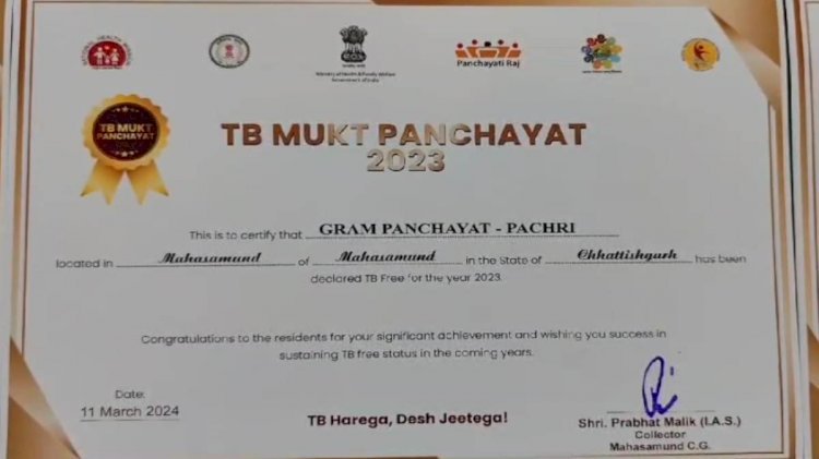 साय सरकार की रंग ला रही कोशिशें, छत्तीसगढ़ के इस जिले की 292 ग्राम पंचायतें हुई टीबी मुक्त, भारत सरकार ने दिया प्रमाणपत्र