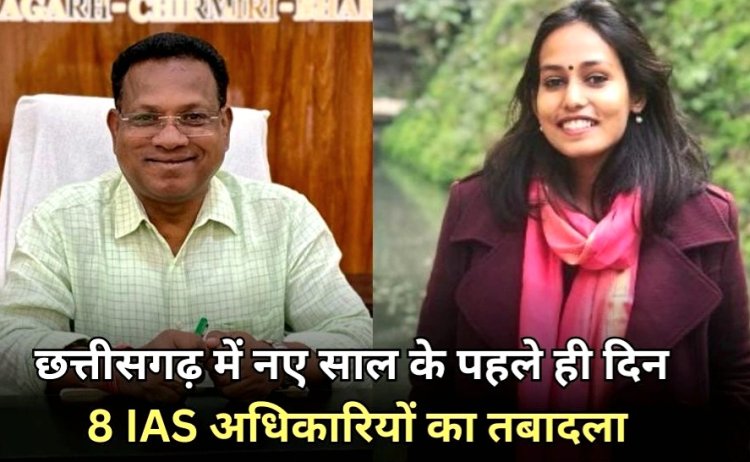 छत्तीसगढ़ में नए साल मे बदले गये 8 IAS,11 IPS, IG, और 4 DIG, भी इस जिले की कलेक्टर बनीं आईएएस प्रतिष्ठा ममगाई, इन अफसरों का बदला विभाग