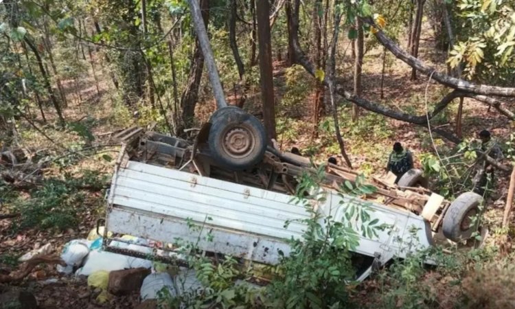 तेज रफ़्तार पिकअप खाई में गिरी, 2 की मौके पर मौत, 12 गंभीर