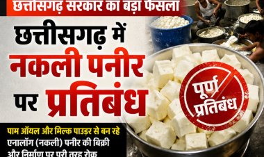 छत्तीसगढ़ में ‘नकली पनीर’ के कारोबार पर सरकार का शिकंजा, एनालॉग पनीर की बिक्री पर पूर्ण प्रतिबंध  स्वास्थ्य मंत्री श्याम बिहारी जायसवाल ने दिए कार्रवाई के निर्देश,